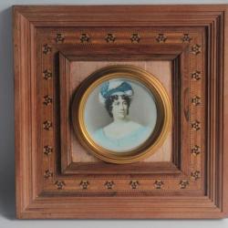 Peinture miniature Portrait Femme XIXe siècle