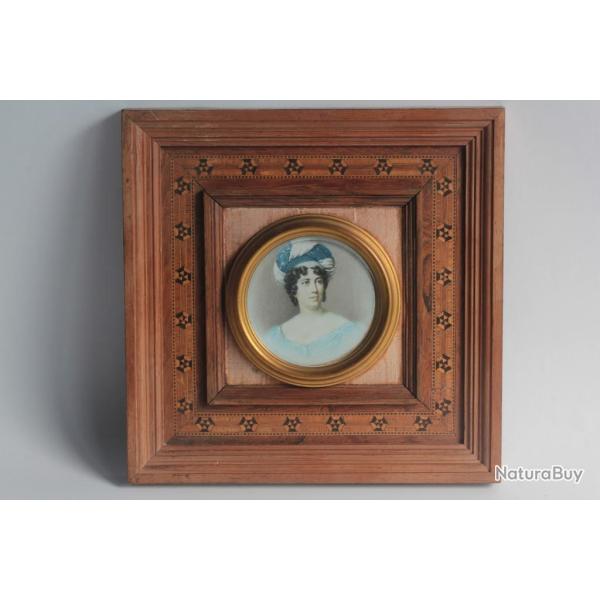 Peinture miniature Portrait Femme XIXe si�cle