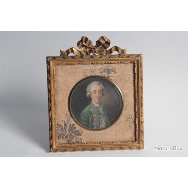Peinture miniature Portrait Homme XIXe si�cle