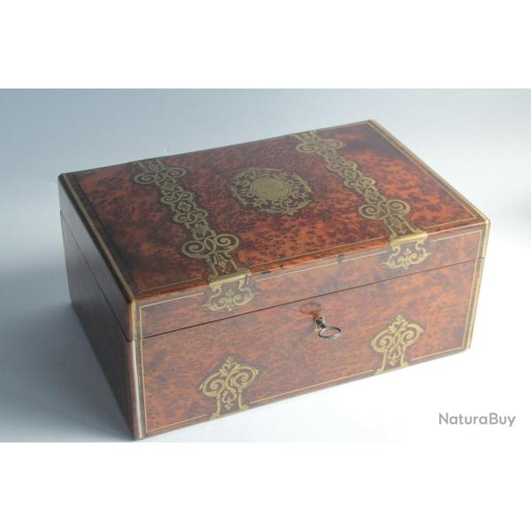 Grand coffret TAHAN marqueterie bois laiton Napol�on III