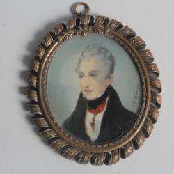 Peinture miniature Portrait Homme Bottinger XIXe siècle