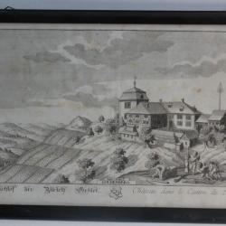 Gravure HERRLIBERGER Château Zurich Suisse XVIIIe siècle