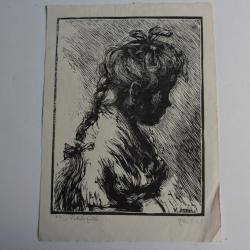 Yvonne HEILBRONNER Gravure sur bois Petite fille