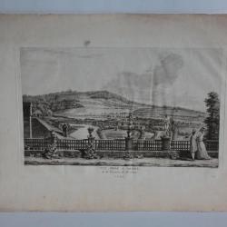 Gravure Vue prise à Berne terrasse Mr. Sinner Suisse XVIIIe siècle