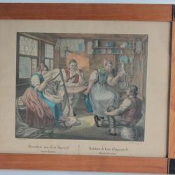 Gravure Vogel Habitans Canton Appenzell Suisse Brodeuse