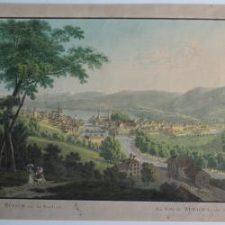 Gravure Franz HEGI La ville de Zurich Suisse XIXe siècle