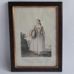 Gravure Paysanne Canton de Zurich Chr. de Mechel Suisse XVIIIe siècle
