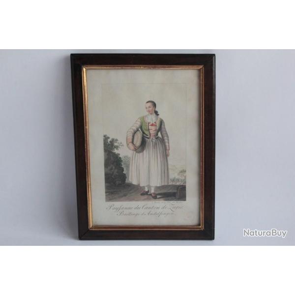 Gravure Paysanne Canton de Zurich Chr. de Mechel Suisse XVIIIe sicle