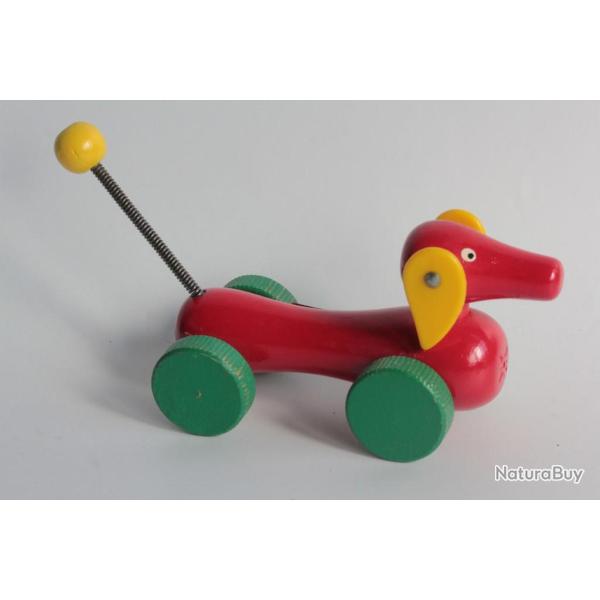 Jouet en bois Chien Teckel Brio Su�de vintage