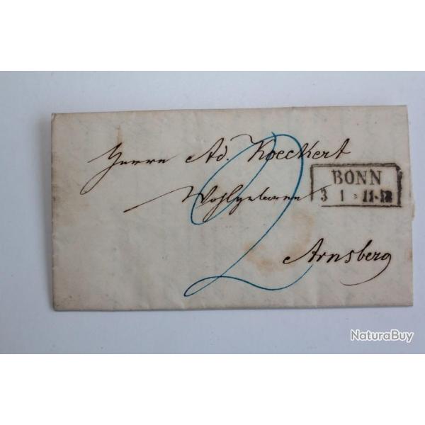 Marque postale Allemagne cachet BONN 1853