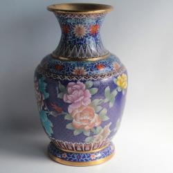 Grand vase émaux cloisonnés Chrysanthèmes Chine