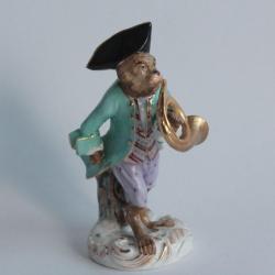 Figurine porcelaine Singe musicien Orchestre Carl Schneider Allemagne