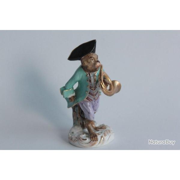 Figurine porcelaine Singe musicien Orchestre Carl Schneider Allemagne