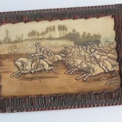 Étui cuir et celluloïd Course de Chevaux A. Cousin