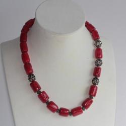 Collier Corail rouge et argent