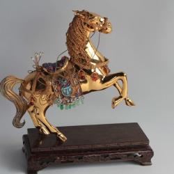 Cheval argent vermeil &eacute;maux polychromes Chine