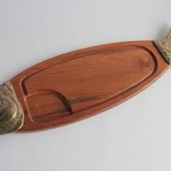 Grand plat de service à Poisson bois et métal Hôtellerie