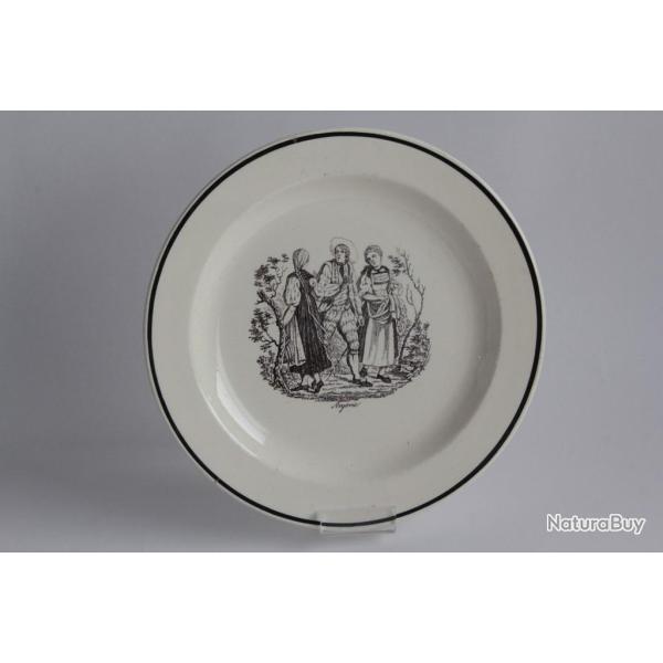 Assiette parlante fa�ence Nyon Argovie Suisse Robillard 1818-1832