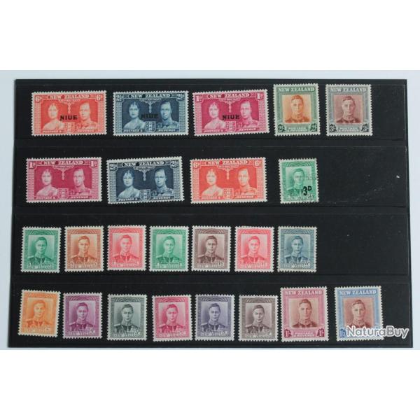Lot Timbres Nouvelle Z�lande s�rie George VI 1937-1947