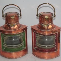 Anciennes Lanternes Fanaux bateau cuivre Marine