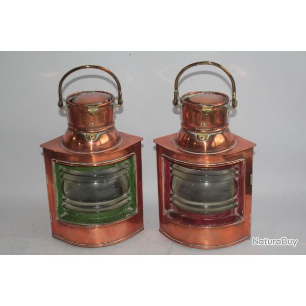 Anciennes Lanternes Fanaux bateau cuivre Marine