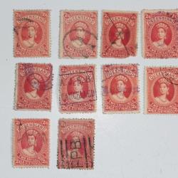 Lot Timbres Colonie anglaise Queensland Victoria two S six pence 1882