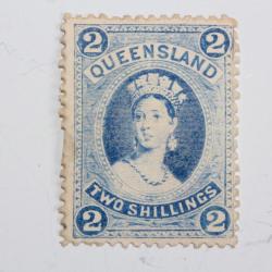 Timbre Colonie anglaise Queensland Victoria two shilling neuf 1882