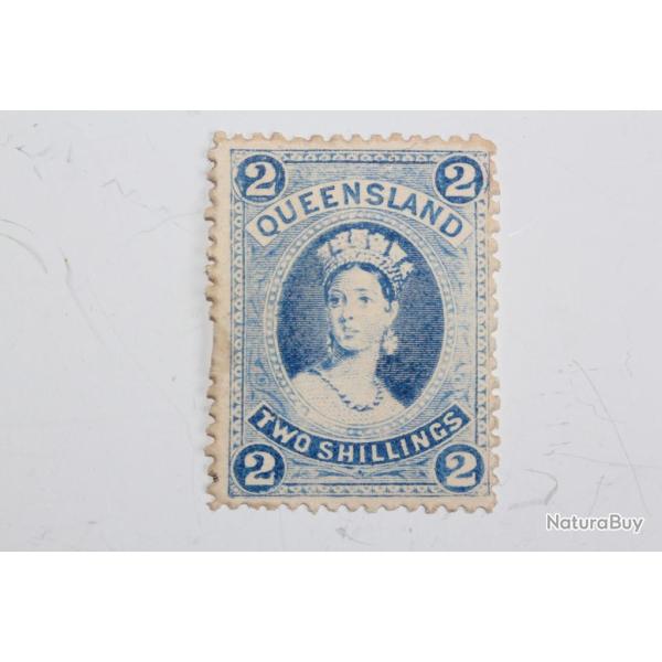 Timbre Colonie anglaise Queensland Victoria two shilling neuf 1882