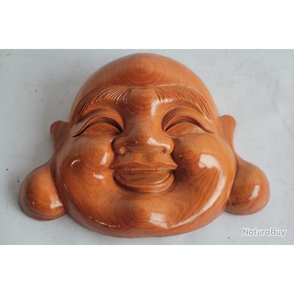 Masque Bouddha rieur bois sculpt�