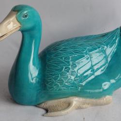 Canard porcelaine &eacute;maill&eacute;e turquoise Chine
