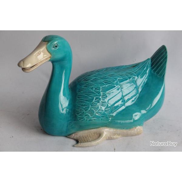 Canard porcelaine �maill�e turquoise Chine