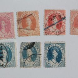 Timbres Colonie anglaise Queensland Victoria s&eacute;rie 1880