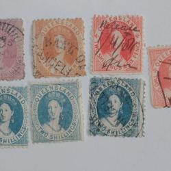 Timbres Colonie anglaise Queensland Victoria s&eacute;rie 1880