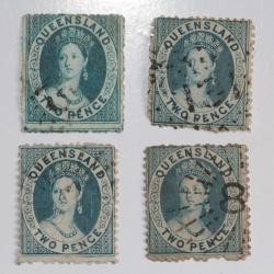 Timbres Colonie anglaise Queensland Victoria two pence 1862-1867