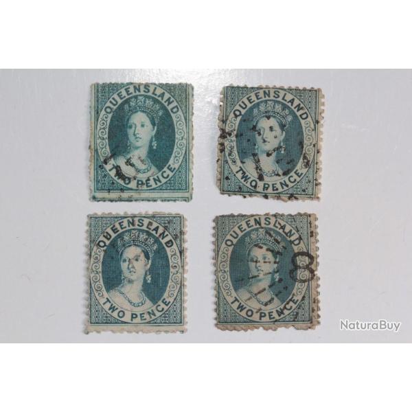 Timbres Colonie anglaise Queensland Victoria two pence 1862-1867