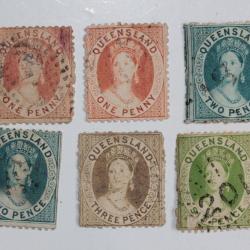 Timbres Colonie anglaise Queensland Victoria série 1862-1867