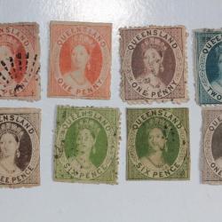Timbres Colonie anglaise Queensland Victoria série 1862-1867