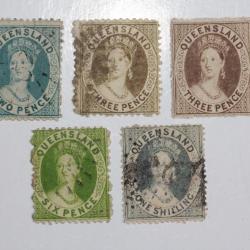 Timbres Colonie anglaise Queensland Victoria série 1860-1861