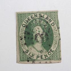 Timbre Colonie anglaise Queensland Victoria six pence 1860