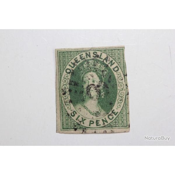 Timbre Colonie anglaise Queensland Victoria six pence 1860