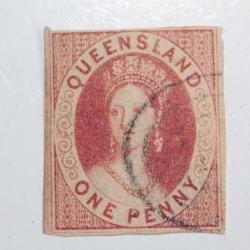 Timbre Colonie anglaise Queensland Victoria one penny 1860
