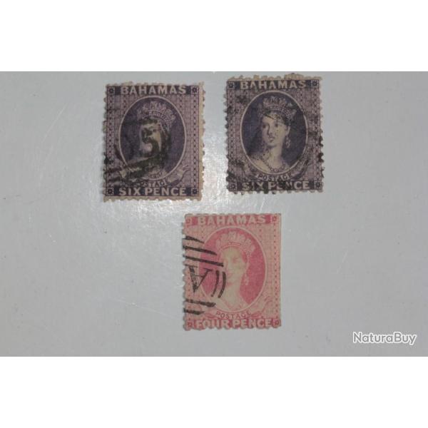 Timbres Colonie anglaise Bahamas Victoria six et four pence 1863
