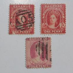 Timbres Colonie anglaise Bahamas Victoria 1882