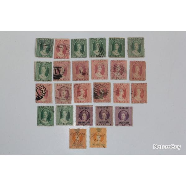 Lot 27 Timbres Colonie anglaise Grenade Victoria 1861-1891