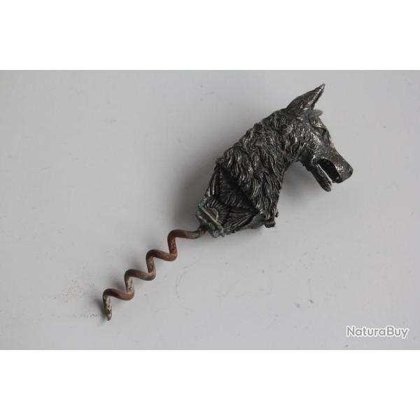 Tire-bouchon argent figuratif Loup