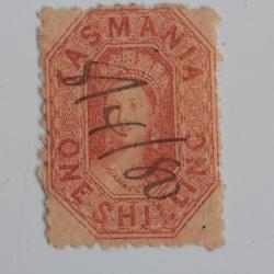 Timbre Colonie anglaise Tasmanie Victoria one shilling 1864-1870