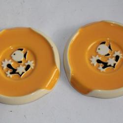 Dessous de bouteille faïence jaune Poisson