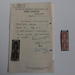 Timbres Tasmanie Victoria paire verticale one shilling 1864-1870