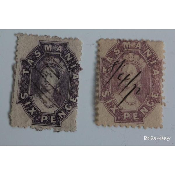 Timbres Colonie anglaise Tasmanie Victoria six pence 1864-1870