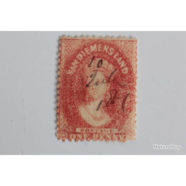 Timbre Colonie anglaise Tasmanie Victoria one penny 1864-1870